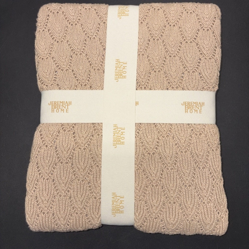 Sand Jeremiah Brent Home 100% Cotton Knitted Pointelle Scallop 50in x 60in 20747
